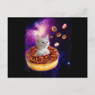 Cute Cat Inside Donut In Space Kitty Lovers Holiday Postcard