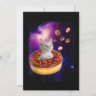Cute Cat Inside Donut In Space Kitty Lovers Invitation