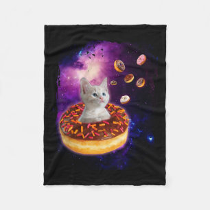 Cute Cat Inside Doughnut In Space Boys Girl - Kitt Fleece Blanket