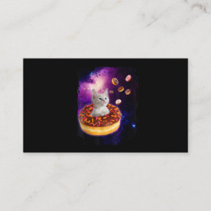 Cute Cat Inside Doughnut In Space Kitty Lovers Business Card