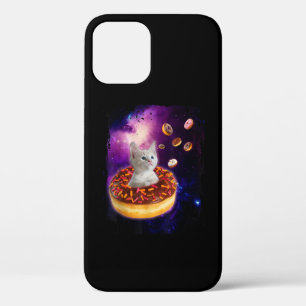 Cute Cat Inside Doughnut In Space Kitty Lovers iPhone 12 Case