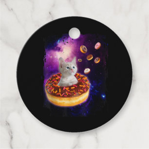 Cute Cat Inside Doughnut In Space Kitty Lovers Favour Tags