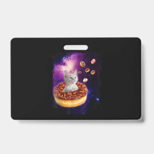 Cute Cat Inside Doughnut In Space Kitty Lovers ID Badge