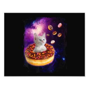 Cute Cat Inside Doughnut In Space Kitty Lovers Photo Print