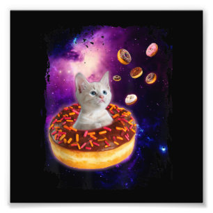 Cute Cat Inside Doughnut In Space Kitty Lovers Photo Print
