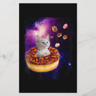 Cute Cat Inside Doughnut In Space Kitty Lovers Stationery
