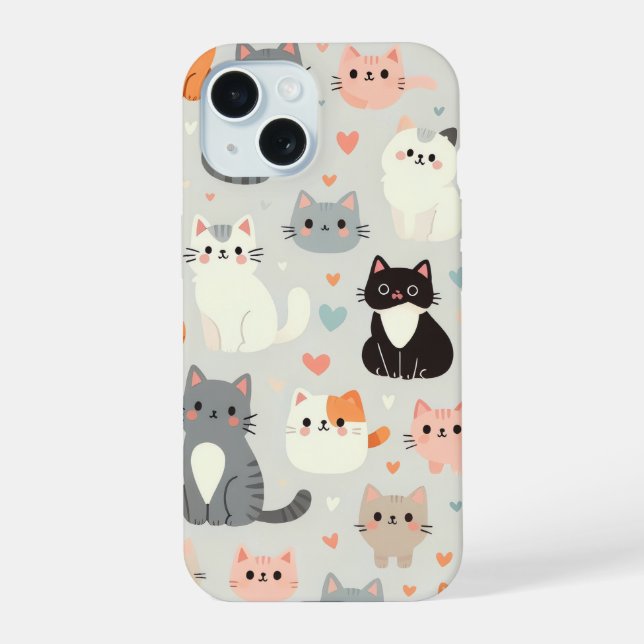 Cute Cat iPhone 15 Case (Back)