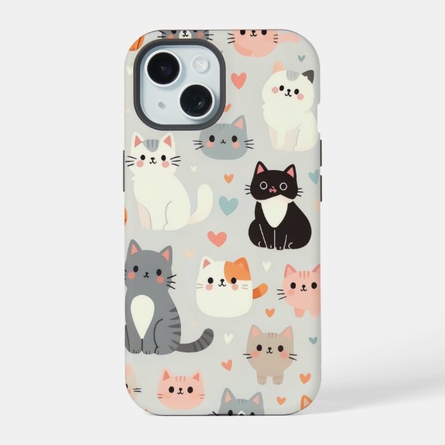 Cute Cat iPhone 15 Case (Back)