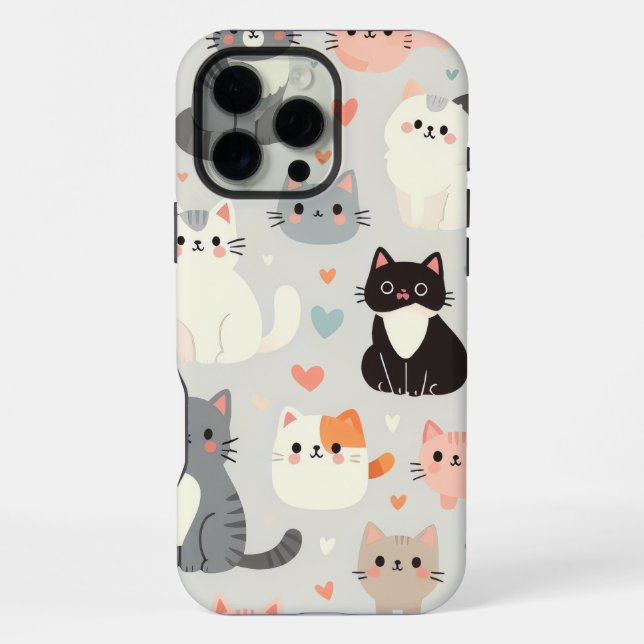 Cute Cat iPhone 16 Pro Max Case (Back)