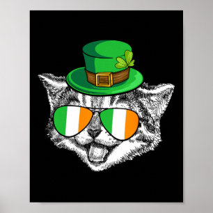 Cute Cat Irish Flag St Patrick's Day Ireland Men W Poster