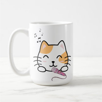 cute cat is singing coffee mug