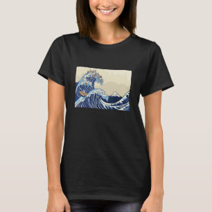 Cute Cat Japanese Surfing Great Wave T-Shirt
