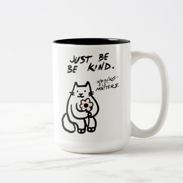 Cute Cat "Just Be Kind" Coffee Mug – Positive Vibe (Right)