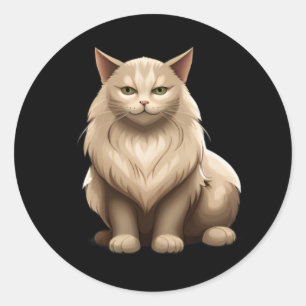 Cute cat kawaii kittens, pets, animals on black classic round sticker