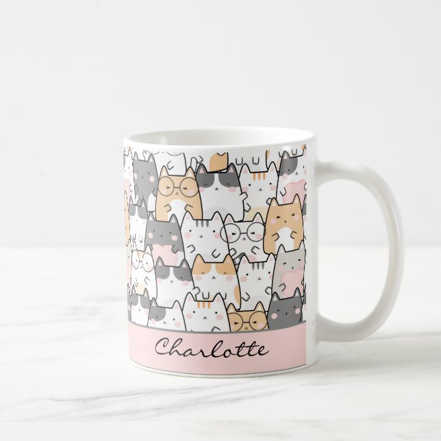 Cute Cat Kawaii Pattern Coffee Mug (Right)