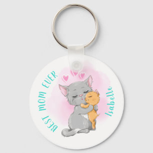 Cute cat keychain, Happy mother day, Best mum ever Key Ring