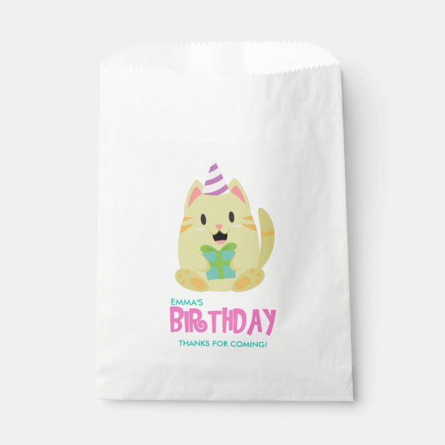 Cute Cat Kid's Birthday Party Favour Bags (Front)