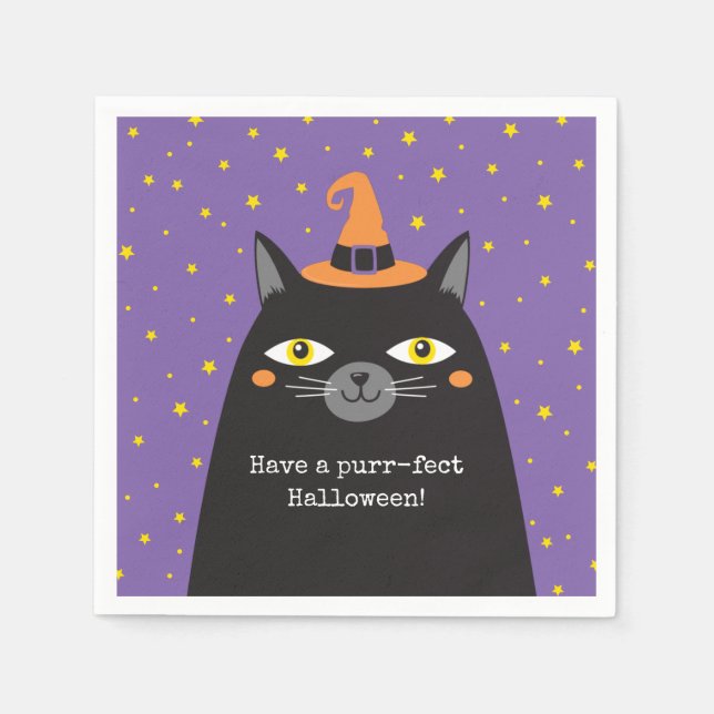Cute Cat Kids Halloween Party Paper Napkin (Front)