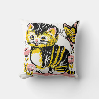 Cute Cat Kids Throw Pillow – Fun and Cosy