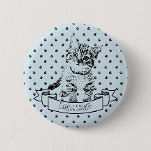 Cute cat kitten | all-over paw print on blue