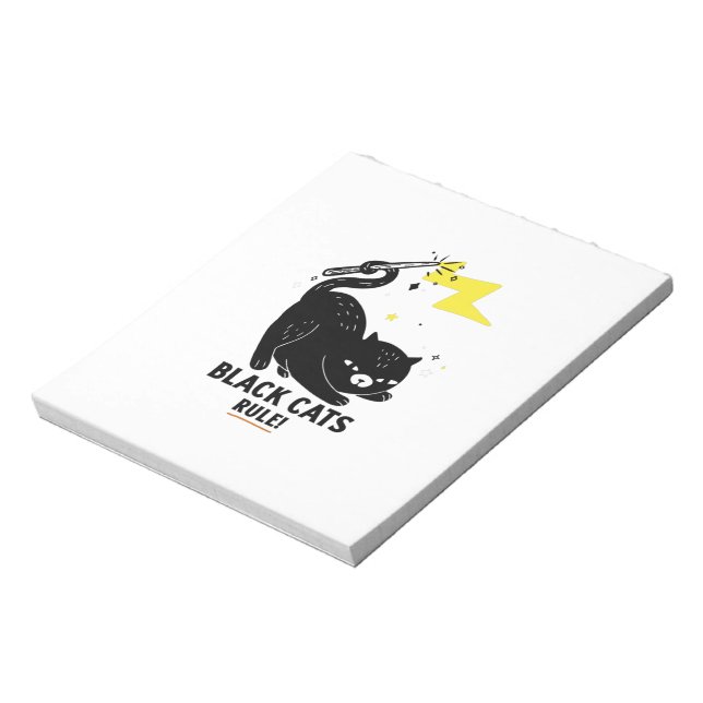 Cute cat kitten black cats rule notepad (Rotated)