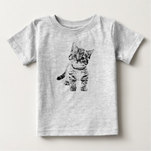 Cute cat kitten black graphic pen baby T-Shirt