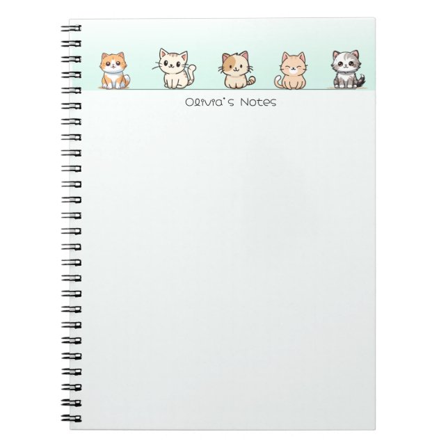 Cute Cat Kitten colourful gradient Personalised  Notebook (Front)