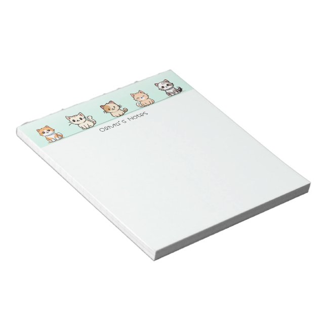 Cute Cat Kitten colourful gradient Personalised  Notepad (Angled)