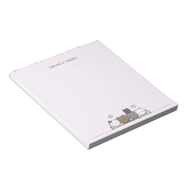 Cute Cat Kitten colourful gradient Personalised  Notepad (Angled)