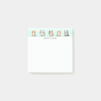 Cute Cat Kitten colourful gradient Personalised Post-it Notes
