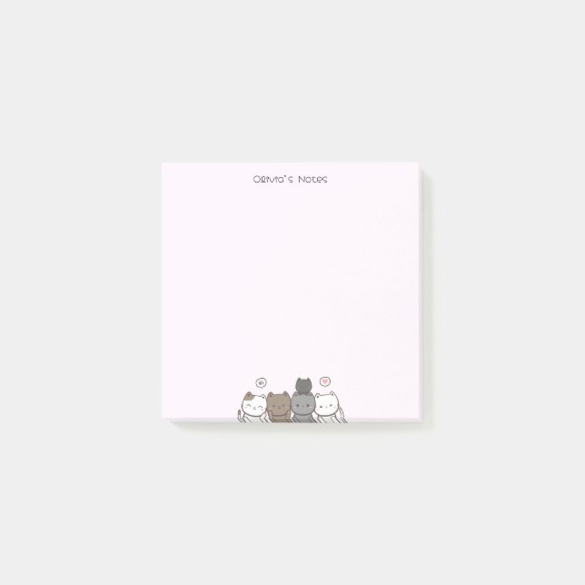Cute Cat Kitten colourful gradient Personalised  Post-it Notes (Front)