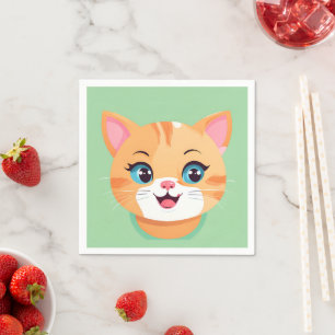 Cute cat kitten Face pet animals Birthday Party  Napkin