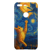 Cute Cat Kitten Heart Moon Starry Night Phone Case
