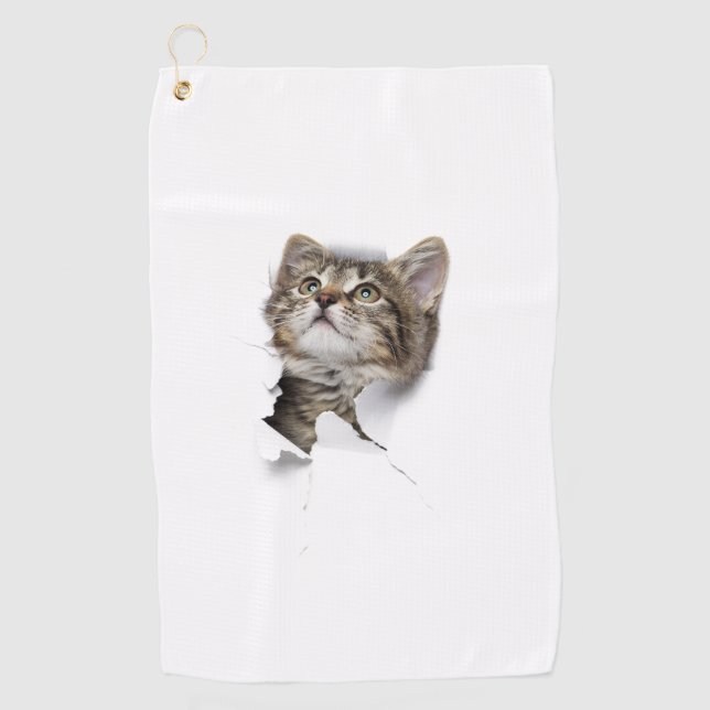 Cute cat kitten hole wall  golf towel (Front)