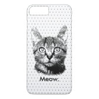 Cute Cat Kitten Meow Hand Drawn Polka Dots