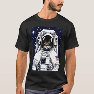 Cute Cat Kitten Moon Astronaut T-Shirt
