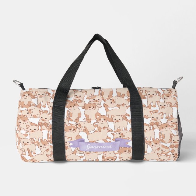 Cute Cat Kitten Pattern Duffle Bag (Front)