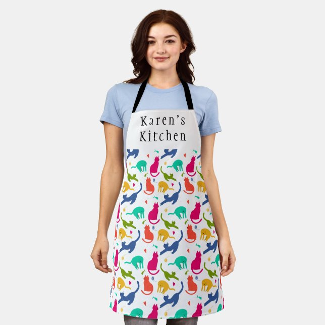 Cute Cat Kitten Personalised Apron (Worn)