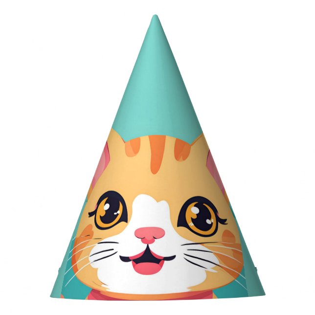 Cute cat kitten pet animals Birthday Party  Party Hat (Front)