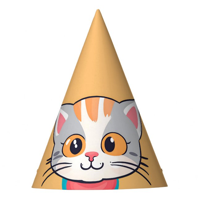 Cute cat kitten pet animals Birthday Party  Party Hat (Front)