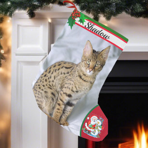 Cute Cat Kitten Photo Christmas Stocking Add Name