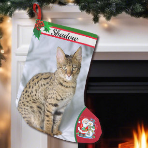 Cute Cat Kitten Photo Christmas Stocking Name
