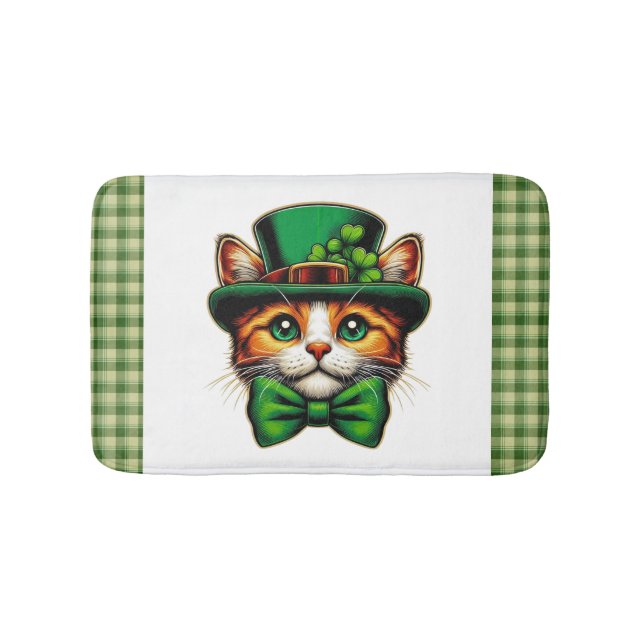Cute cat/kitten Saint Patrick's Day  Bath Mat (Front)