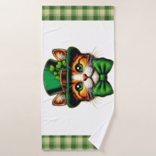 Cute cat/kitten Saint Patrick's Day Bath Towel
