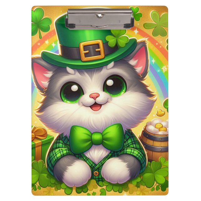 Cute cat/kitten Saint Patrick's Day  Clipboard (Front)