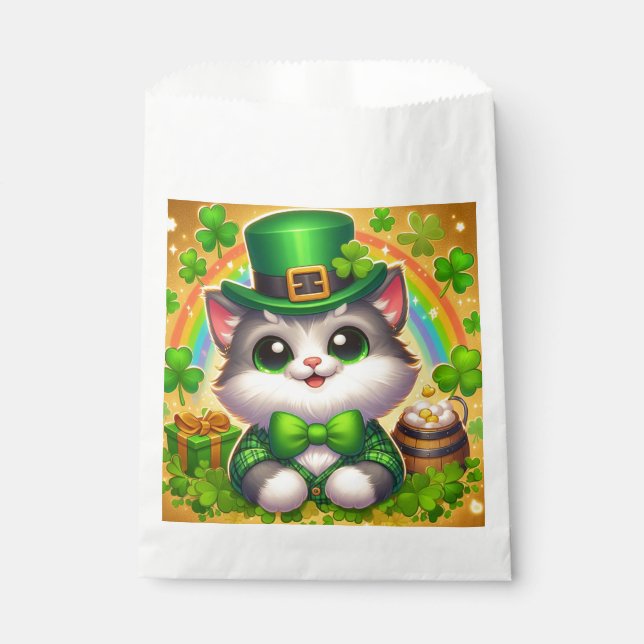 Cute cat/kitten Saint Patrick's Day  Favour Bags (Front)