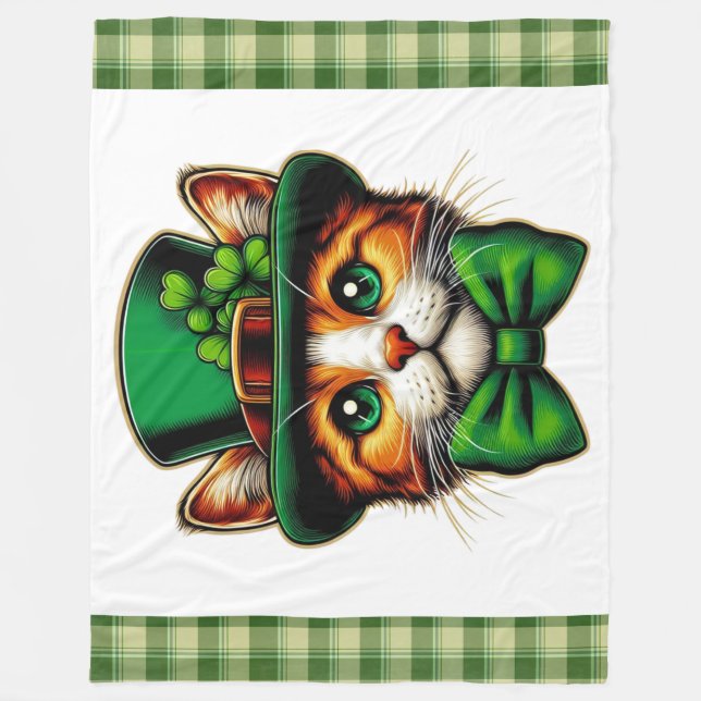 Cute cat/kitten Saint Patrick's Day  Fleece Blanket (Front)