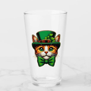 Cute cat/kitten Saint Patrick's Day  Glass
