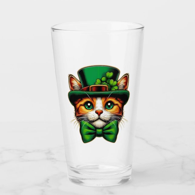 Cute cat/kitten Saint Patrick's Day  Glass (Front)