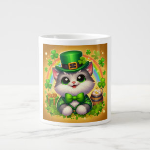Cute cat/kitten Saint Patrick's Day Large Coffee Mug